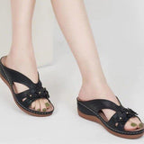 Damen Bequeme Fußbett Sandalen Mit Blumen Design – Orthopädischer Sommerkomfort – Schwarz