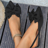Damen Elegante Slingback Ballerina Schuhe – Schleifen Detail Komfort – Schwarz