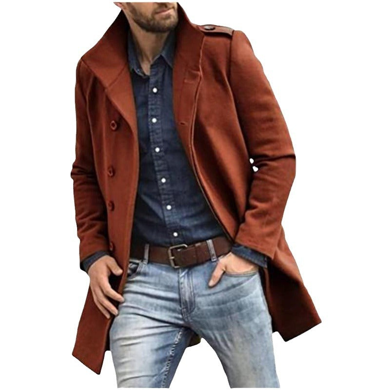 Herren eleganter Trenchcoat mit doppelter Knopfleiste und praktischem Innenfutter Aliams