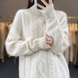 Damen Oversized Pullover mit Rundhalsausschnitt – Weiß