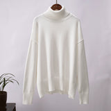 Emma | Damen Lässiger Warmer Strickpullover mit geripptem Saum – Weiß