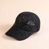 Damen sportliche Trucker-Cap mit Pailletten und atmungsaktiver Netzstruktur – Schwarz