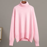 Emma | Damen Lässiger Warmer Strickpullover mit geripptem Saum – Rosa
