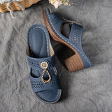 Damen Elegante Plateau Sandalen – Funkelnde Riemen Komfort Schuhe – Blau