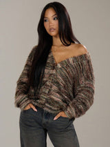 Damen Oversized Langarmpullover – Braun