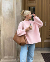 Caylin | Damen Pullover mit Rundhalsausschnitt und langen Ärmeln – Rosa