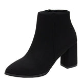 Damen Stiefeletten mit blockierendem Absatz und Reißverschluss – Schwarz