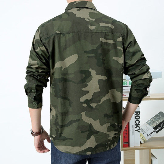 Herren Utility-Hemdjacke mit Klappbrusttaschen und geradem Schnitt