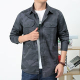 Herren Utility-Hemdjacke mit Klappbrusttaschen und geradem Schnitt – Grau