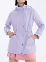 Damen wasserabweisende Freizeitjacke mit verstellbarer Kapuze – Lavendel