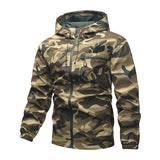 Herren Camouflage-Jacke mit Kapuze und Taschen – Olivgrün