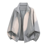 Herren Oversize-Leichtblouson mit Stehkragen und elastischem Saum – Hellgrau