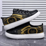 Damen Schwarze Schnür-Sneaker Mit Totenkopf-Print – Gepolsterte Komfortschuhe – Schwarz
