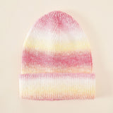 Damen Strickmütze mit Farbverlauf und umschlagbarem Rand – Rosa