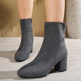 Damen Stiefeletten mit Blockabsatz und vielseitigem Design – Grau
