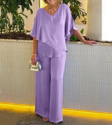 Martha | Damen Komfortables Set Weites Bein – Wide Leg Set Komfort 2026 – Lila