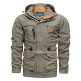 Herren wasserdichter und winddichter Outdoorparka mit abnehmbarer Kapuze – Khaki 086
