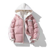 Herren wattierter Parka mit innenliegendem Hoodie und Zwei-Wege-Reißverschluss – Rosa