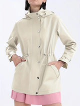Damen wasserabweisende Freizeitjacke mit verstellbarer Kapuze – Elfenbein