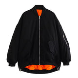 Damen Oversized Bomberjacke mit Taschen – Schwarz