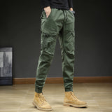 Herren Cargo-Hosen mit Taschen und Kordelzug – Olivgrün