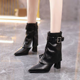 Damen Blockabsatz Stiefeletten – Schwarz