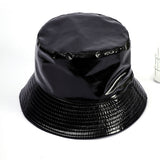 Damen Regen-Bucket Hat mit breiter Krempe und wasserdichter Beschichtung – Schwarz