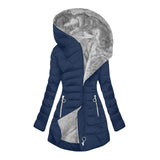 Welmara | Damen Steppjacke mit Kapuze Winterjacke – Marineblau