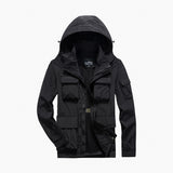 Herren Utility-Fieldjacke mit Klapp- und Reißverschlusstaschen – Schwarz