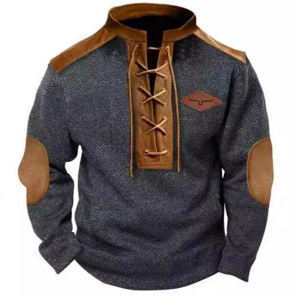 Herren vielseitiger Baumwollpullover mit strukturiertem Kragen Aliams