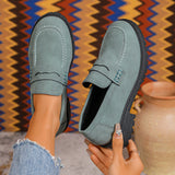 Damen Rote Wildleder Chunky Plattform Penny Loafer Mit Profilsohle – Olivgrün