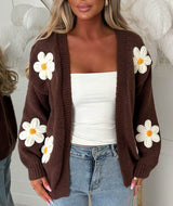 Laura | Damen Oversized Langarm-Cardigan – Kaffee Braun