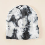 Damen Beanie-Mütze mit Batikdesign – Schwarz