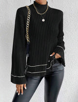 Nadine | Damen Gerippter Rollkragenpullover für den Winter – Schwarz