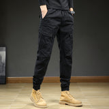 Herren Cargo-Hosen mit Taschen und Kordelzug – Schwarz