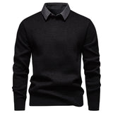 Herren Feinstrickpullover Mit Modernem Kragen – Stilvoller Freizeit Pullover – Schwarz
