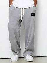 Herren nan lässige Waffelstrick Loungehose mit Kordelzug und geradem Schnitt Drune – Grau
