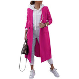 Damen Oversize-Mantel mit klassischem Revers und Taschen – Magenta