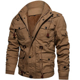 Herren gefütterte Utility-Feldjacke mit Kordelzug und Taschen – Khaki 9933