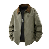 Herren Langarmjacke mit Kragen und Taschen – Grün
