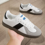 Damen Sportliche Schnür Leder Sneakers Mit Rutschfester Sohle – Bequeme Freizeitschuhe – Weiß