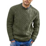 Emil | Herren Frühling Rundhals Strickpullover – Armeegrün