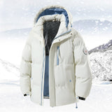 Herren Daunenjacke mit Kapuze und Taschen – Weiß