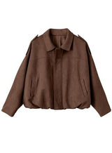 Damen Oversized Jacke mit praktischen Taschen – Braun
