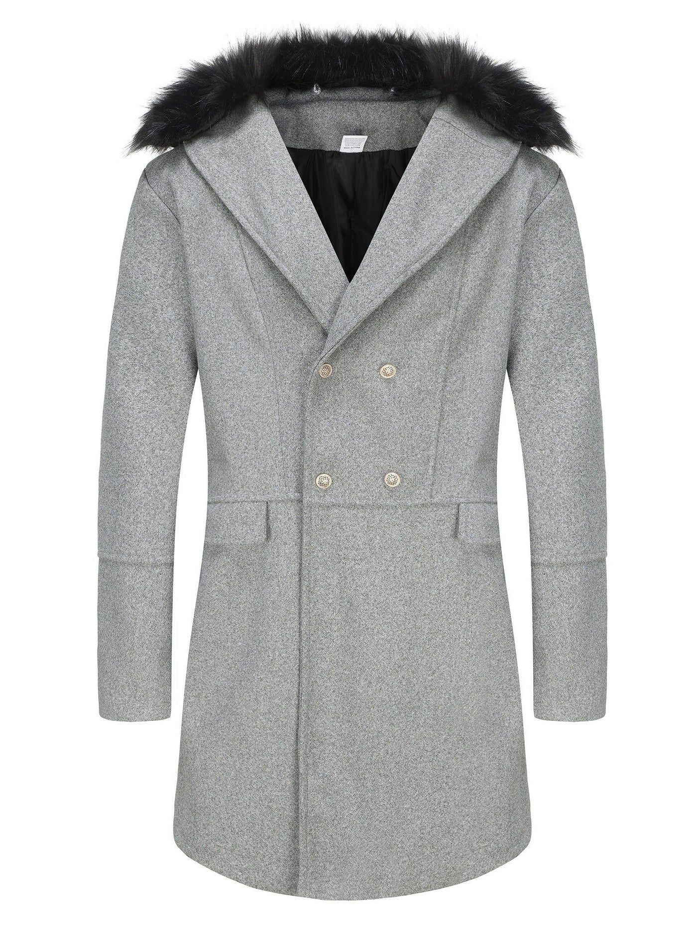 Herren eleganter Langmantel mit Teddyfellkragen Aliams