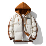 Herren wattierter Parka mit innenliegendem Hoodie und Zwei-Wege-Reißverschluss – Khaki