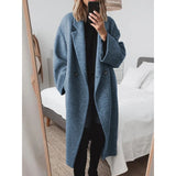 Damen Oversize-Mantel mit Revers und doppelter Knopfleiste – Blau