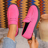 Damen Rote Wildleder Chunky Plattform Penny Loafer Mit Profilsohle – Magenta