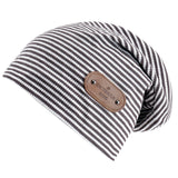 Damen Beanie-Mütze mit Streifenmuster – Grau