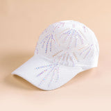 Damen sportliche Trucker-Cap mit Pailletten und atmungsaktiver Netzstruktur – Weiß